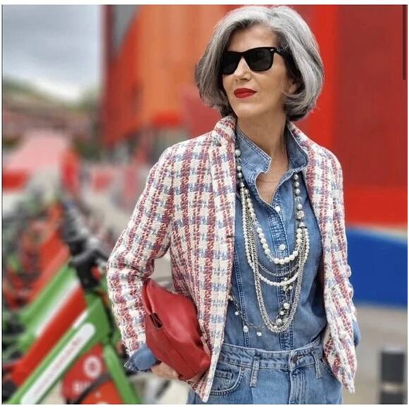 ZARA PEARL BUTTON TEXTURED JACKET MULTICOLORED - Picture 3 of 14